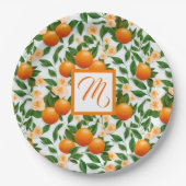 Valencia Orange Blossom Monogram Pappteller (Vorderseite)