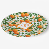Valencia Orangenblüten Monogramm Pappteller (Schrägansicht)
