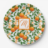 Valencia Orangenblüten Monogramm Pappteller (Vorderseite)