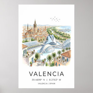 Valencia Reise Kunst Druck - Dachterrassen und Poster
