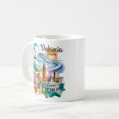 Valencia Spain Cityscape Watercolor Travel Custom Kaffeetasse (Vorderseite Links)
