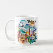Valencia Spain Cityscape Watercolor Travel Custom Kaffeetasse (Links)
