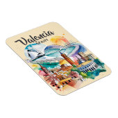 Valencia Spain Cityscape Watercolor Travel Custom Magnet (Rechte Seite)