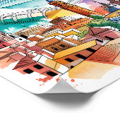 Valencia Spain Cityscape Watercolor Travel Custom Poster (Ecke)