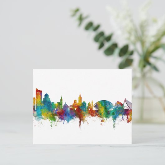 Valencia Spain Skyline Postkarte (Stehend Vorderseite)