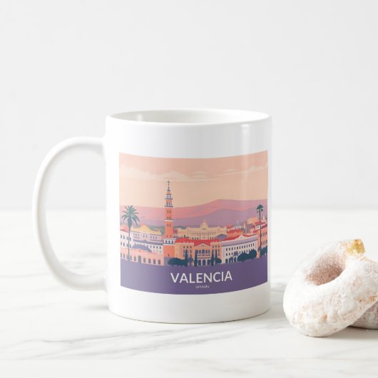 Valencia Spanien Altstadt Pastel Reisen Kaffeetasse (Mit Donut)