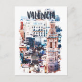Valencia Spanien Architektur Wasserfarben Stadt Postkarte (Vorderseite)