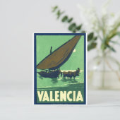 Valencia, Spanien, Fischerboot auf See, Vintage Postkarte (Stehend Vorderseite)