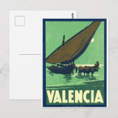Valencia, Spanien, Fischerboot auf See, Vintage Postkarte (Vorne/Hinten)