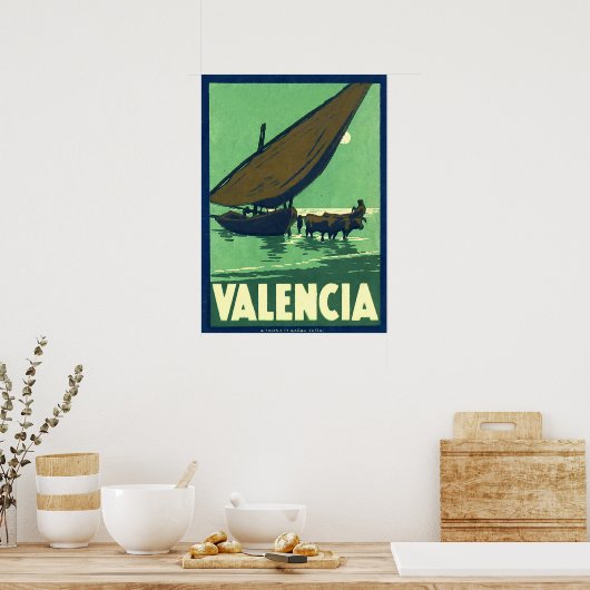 Valencia, Spanien, Fischerboot, Vintag Poster (Küche)