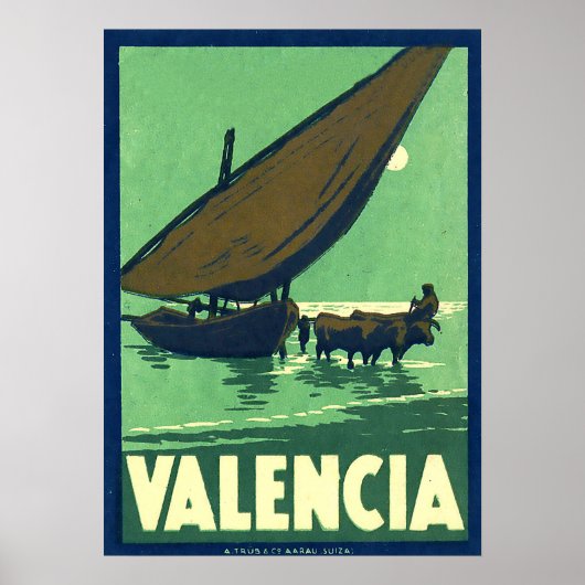 Valencia, Spanien, Fischerboot, Vintag Poster (Vorne)