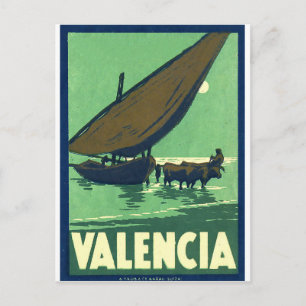 Valencia, Spanien, Fischerboot, Vintag Postkarte