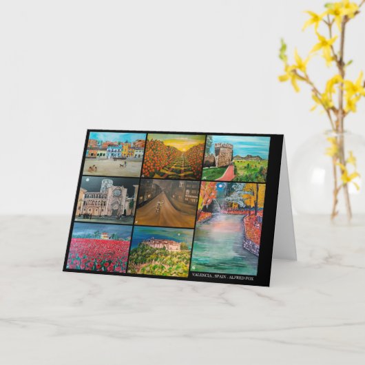 Valencia Spanien Gemälde von Alfred Fox Karte (Gelbe Blume)