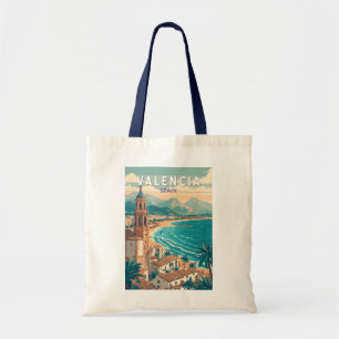 Valencia Spanien Illustration Reise Kunst Vintage Tragetasche