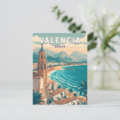 Valencia Spanien Illustration Reisen Vintag Postkarte (Stehend Vorderseite)