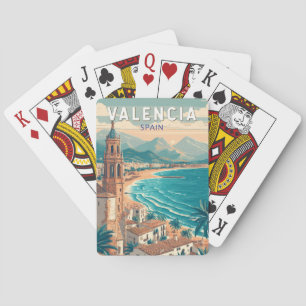Valencia Spanien Illustration Reisen Vintag Spielkarten