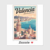 Valencia Spanien Küste Illustration Reisen Art Ret Aufkleber (Blatt)
