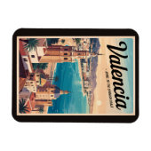 Valencia Spanien Küste Illustration Reisen Art Ret Magnet (Horizontal)