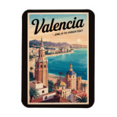 Valencia Spanien Küste Illustration Reisen Art Ret Magnet (Vertikal)