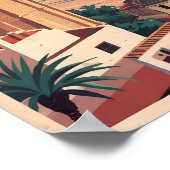 Valencia Spanien Küste Illustration Reisen Art Ret Poster (Ecke)