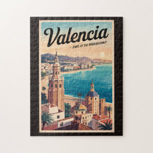 Valencia Spanien Küste Illustration Reisen Art Ret Puzzle