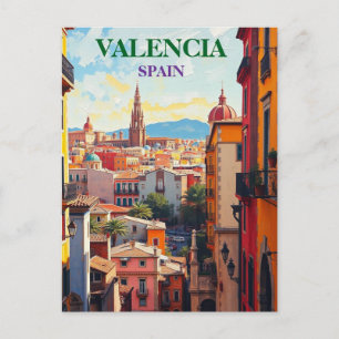 Valencia Spanien Reise Kunst Vintage Feiertagspostkarte