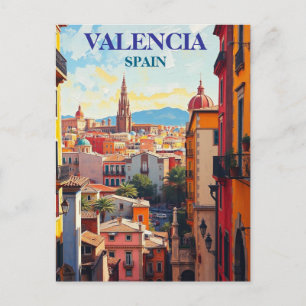 Valencia Spanien Reise Kunst Vintage Postkarte