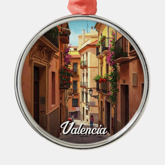 Valencia Spanien Reise Ornament Aus Metall (Vorne)