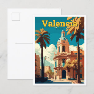 Valencia Spanien Reise Vintage-Illustration Postkarte