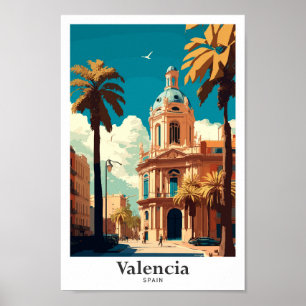 Valencia Spanien Reisen Vintage Illustration Poster
