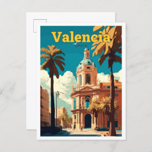 Valencia Spanien Reisen Vintage Illustration Postkarte