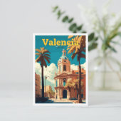 Valencia Spanien Reisen Vintage Illustration Postkarte (Stehend Vorderseite)