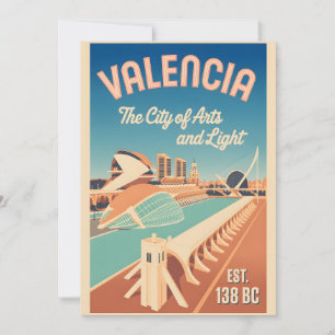 Valencia Spanien Retro-Silhouette Stadtansicht Rei Feiertagskarte