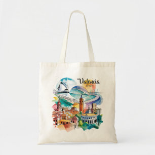Valencia Spanien Stadtlandschaft Aquarell Reise in Tragetasche