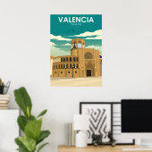 Valencia Spanien Vintag Minimales Reiseplakat Poster (Heimbüro)