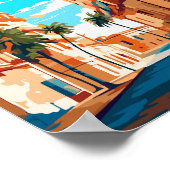 Valencia Spanien Vintage Illustration Poster (Ecke)