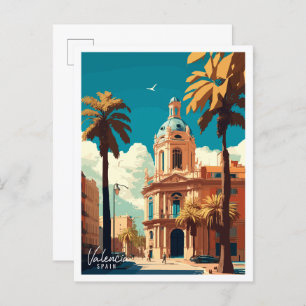 Valencia Spanien Vintage Illustration Postkarte