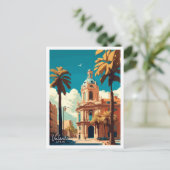 Valencia Spanien Vintage Illustration Postkarte (Stehend Vorderseite)