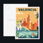 Valencia Spanien Vintage Illustrationsreise Postkarte<br><div class="desc">Valencia Spanien Vintage Illustrationsreise</div>