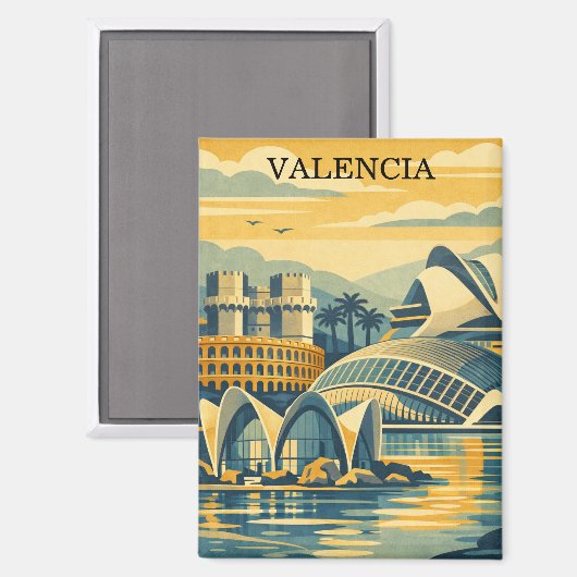 Valencia Spanien Vintage - Minimalist Farbige Magnet (Vorderseite/Rückseite)