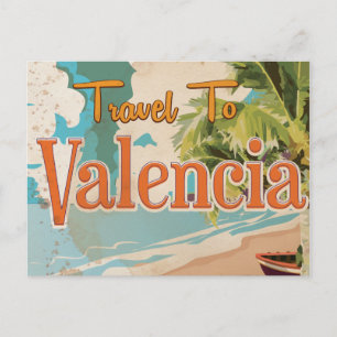 Valencia, Spanien Vintages Ferienplakat Postkarte