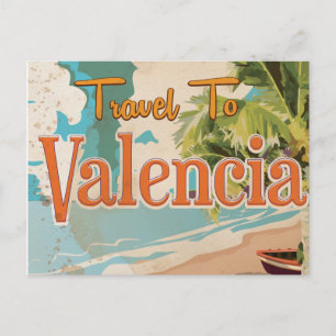 Valencia, Spanien Vintages Ferienplakat Postkarte