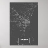 Valencia, Spanien (weiß auf schwarz) Poster (Vorne)