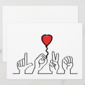 Valentijnsdag. Doof, gebarentaal love - liefde. Feiertagskarte (Vorne/Hinten)