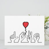 Valentijnsdag. Doof, gebarentaal love - liefde. Feiertagskarte (Stehend Vorderseite)