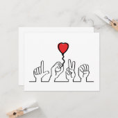 Valentijnsdag. Doof, gebarentaal love - liefde. Karte (Vorderseite/Rückseite Beispiel)