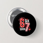 Valentin 67 Sechs Sieben Herz Kokette Schleife Val Button (Vorne & Hinten)