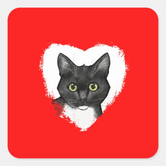 Valentin-Aufkleber für Schwarz und Weiß Quadratischer Aufkleber (Vorderseite)