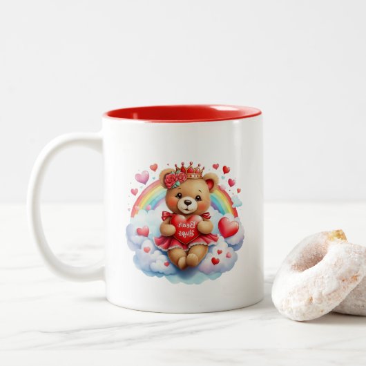Valentin-Bär Zweifarbige Tasse (Mit Donut)