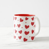 Valentin Hearts Pattern 14. Juli Zweifarbige Tasse (VorderseiteRechts)